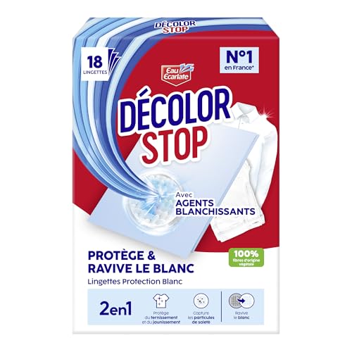 Decolor Stop - 2en1 - Agents Blanchissants - Protege et Ravive le Blanc - Protege du Ternissement et du Jaunissement - Capture les Particules de Salete - 100% Fibres...