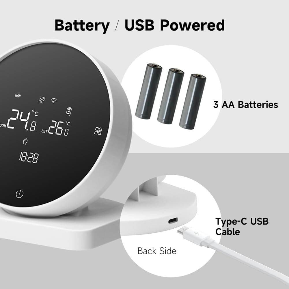 Thermostat WiFi sans fil pour chaudière à gaz Tuya WiFi Thermostat pour chaudière à gaz Contrôle vocal APP Travail pour la maison