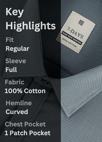 Image of 7-DAYS Premium Men's Formal Shirts - Cotton, Self-Design, Full Sleeve, Regular Fit, with Pocket, Stylish Office Shirts for Men