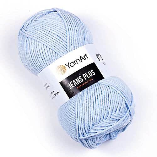 YarnArt Jeans Plus Yarn Cotton Blend Yarn - Knitting & Crochetting Soft Baby Yarn 55% Cotton 45% Acrylic, 100 g (3.5 oz), 160 m (174 yds), Yarn Weight : 4, (1 Skein) (75)