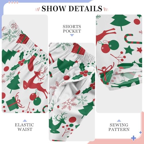 ZZXXB Reindeer Socks Gift Boys Long Pants Soft Trousers Elastic Waist Kids Lounge Bottoms with Pockets S-XL4