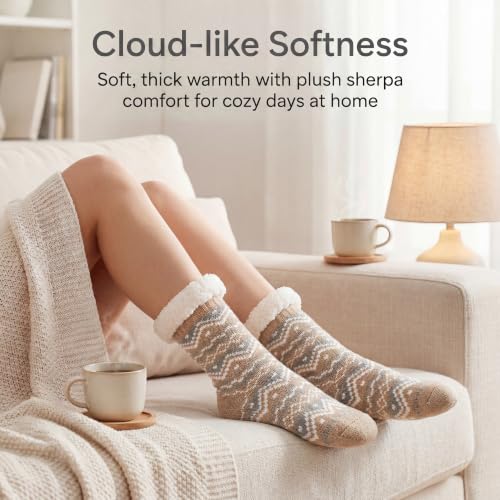 Image of The Metluks Women's Fuzzy Slipper Socks with Non-slip Grippers, Sherpa Lined Warm Cozy Gift Socks