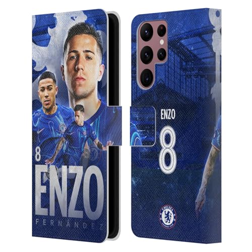 Coque Chelsea FC Samsung S22 Ultra Enzo Fernández Étui Cuir pour Supporter