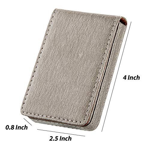 Image of Outus 2 Pieces Business Card Holder, PU Leather Business Card Case Pocket Wallet with Magnetic Shut for Christmas Gift Men Women(Coffee and Gray,Classic)