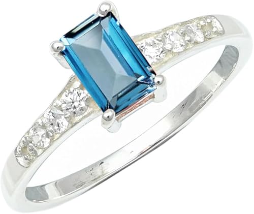 London Blue Topaz Lab Grown Gemstone Silver plated Meditation Ring Men & Women A