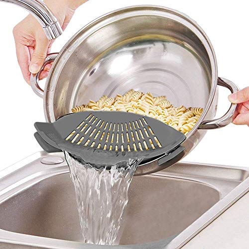 Clip-on Siliconer pasta strainer,Fits all Pots and Bowls Even with a lip,Colander