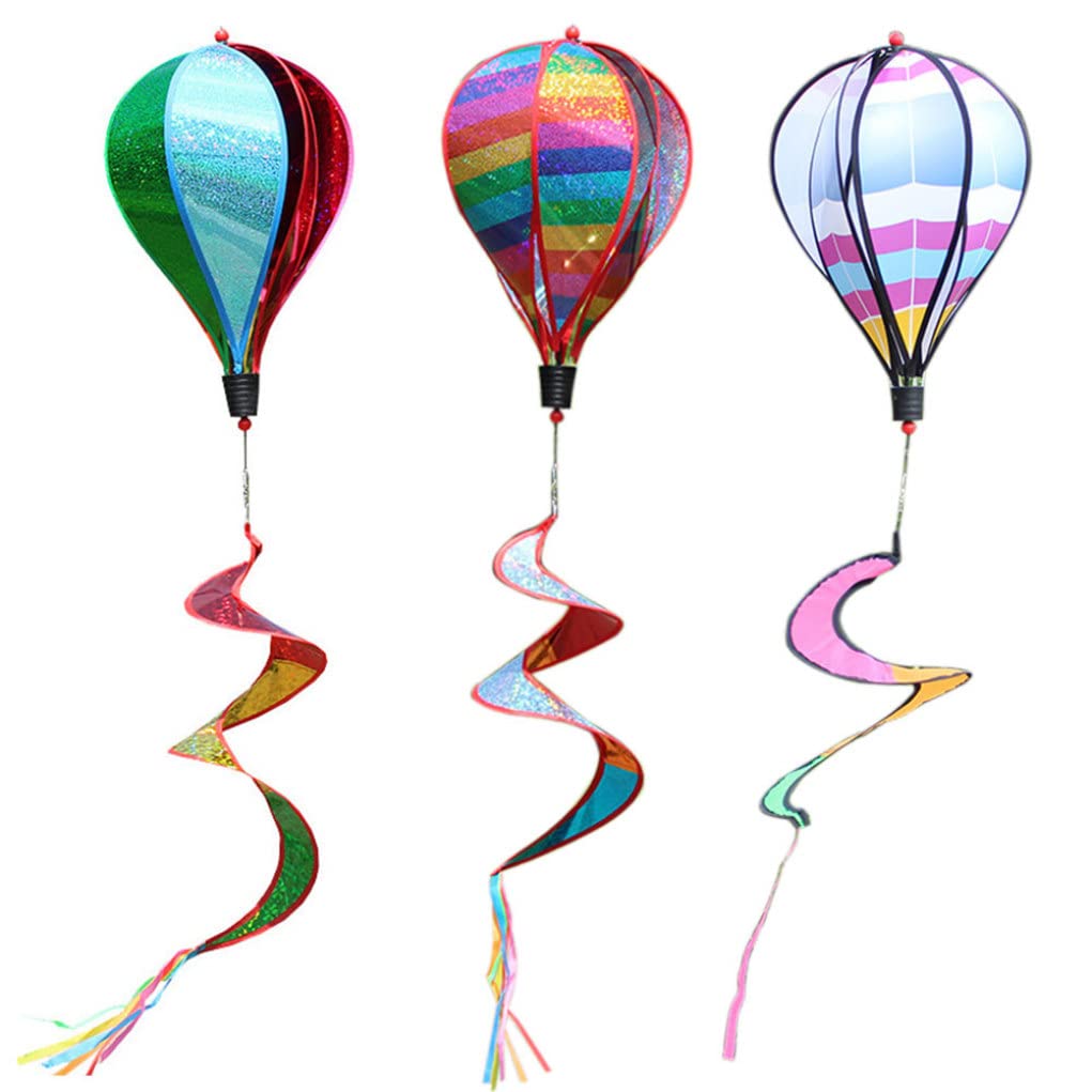 Hot Air Balloon Wind Spinners, 3pcs 1.Colorful Outdoor Hanging Rotating Hot Air Balloon Windmill, Garden Decorative Ornament for Yard Tree Decor (Random Color)