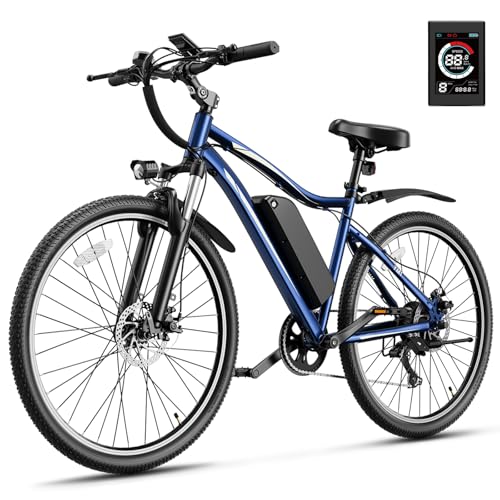 Heybike Electric Bike for Adults with 750W Peak Brushless Motor, 22mph Max Speed Electric Mountain Bike,480WH Removable Battery Ebike,27.5'' Tires, 7-Speed and Front Suspension