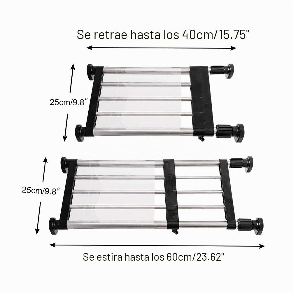 BAOYOUNI Estante de Almacenamiento Extensible para Armario Barra de Tensión Sin Taladro Ajustable Longitud 40-60cm Organizadora para Cocina, Baño, Lavadero, Garaje, Dormitorio, Negra