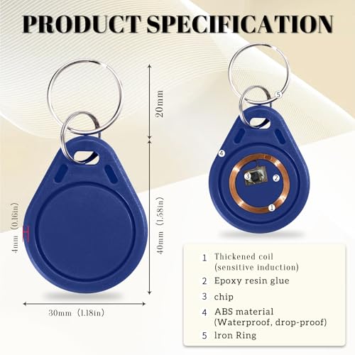 Image of 50pcs T5577 RFID Keyfobs 125kHz Writable T5577 Key Tags Proximity ID Card Token Tag Rewritable T5577 Universal for Keyless Entry Access Control Systems & Security Lock- Blue
