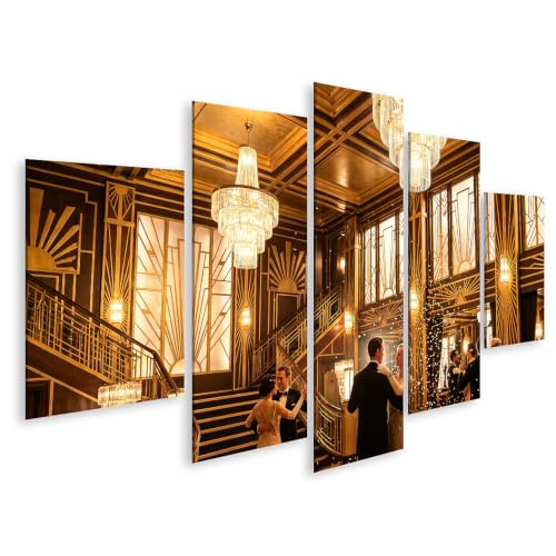 Impression sur toile salon style Art Déco | Tableau mural 5 panneaux