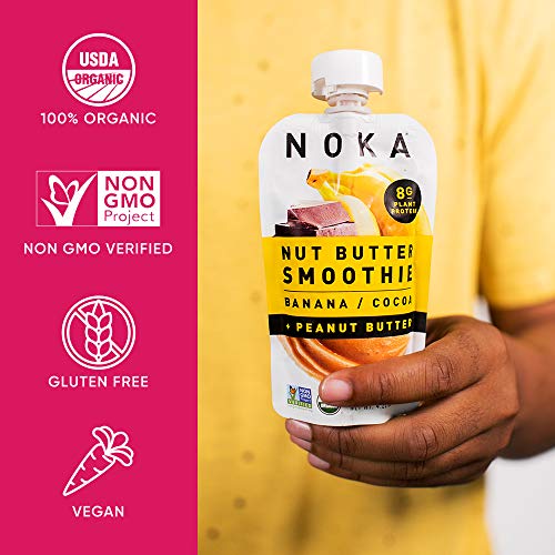 Noka Superfood Fruit & Nut Butter Smoothie Pouches, Healthy Snacks (Banana Cocoa Peanut Butter) 6 Pack, Vegan, Plant Protein, Gluten-Free, Organic, Meal Replacement Squeeze Packs, 4.22oz Ea 4 Noka Superfood Fruit & Nut Butter Smoothie Pouches, Healthy Snacks (Banana Cocoa Peanut Butter) 6 Pack, Vegan, Plant Protein, Gluten-Free, Organic, Meal Replacement Squeeze Packs, 4.22oz Ea