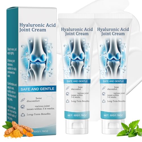 Hyaluronsäure Joint Cream 2 Stück Hyaluronic Acid Joint Cream zur Linderung von Beschwerden in Rücken Nacken Händen & Knie Gelenkcreme mit Kurkuma Extrakt Gelenkpflegecreme Bone Care Creams