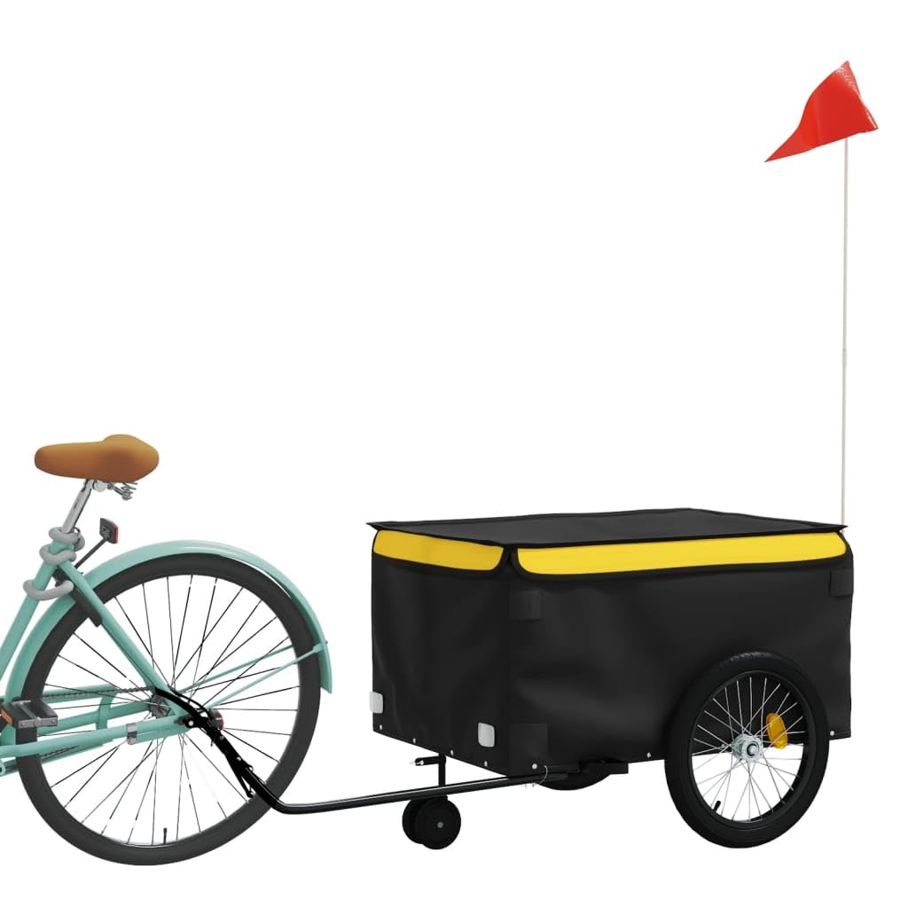 Remolque para Bicicletas, Carrito para, Hierro Resistente, Carrito de Carga para Bicicletas para Equipaje, Mercancías y Herramientas, Incluye Bandera de Seguridad