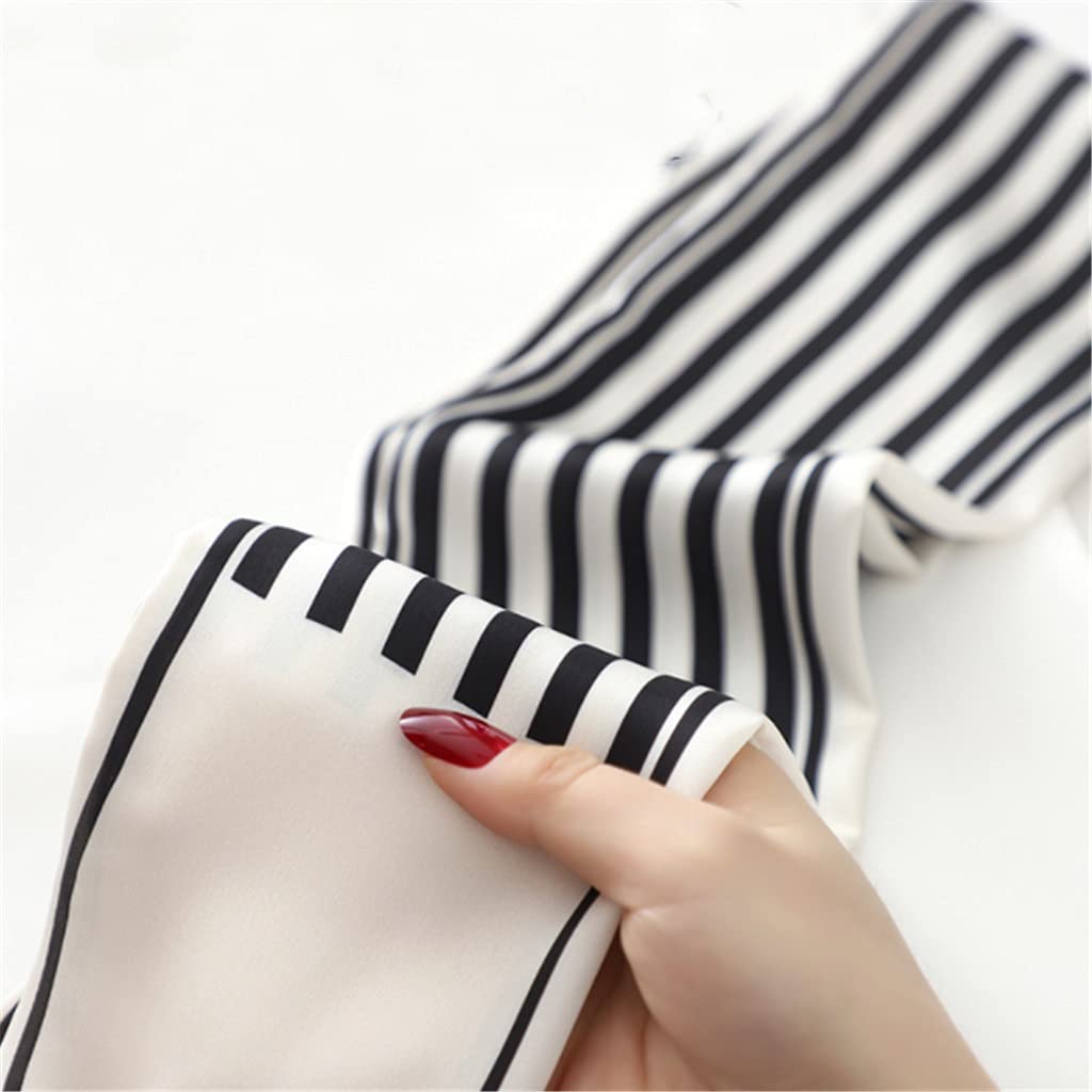 Bufanda de Mujer Bufanda Cuadrada Estampado de Corbata de Pelo Pañuelo de Seda Satinada Pañuelo de Cabeza para Mujer Bufanda de Seda de Tira Larga pequeña (E 11 * 125CM)