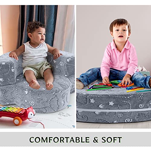 Memorecool Toddler Chair Plush Kids Couch For Boy And Girl, Glow Sofa Foam Chair For Kids, Dinosaur Glow In The Dark 2 In 1 Fold Out Kids Sofa, Modular Toddler Sofa Chair #TOP5