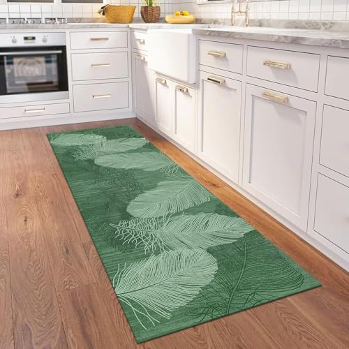 Tapis de couloir antidérapant et antisalissure vert lavable 60x350cm - 4