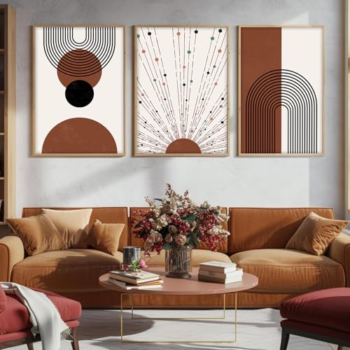 Image of BANGERZ Wall Art Painting Boho Artwork Living Room and Bedroom Frames Decor, Office and Framed Hotel Decoration Big Size Set of 3 (Artwork 5, 19x25 inch)