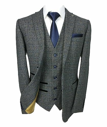 Costume tweed homme vintage coupe ajustée style rétro chic pour mariage