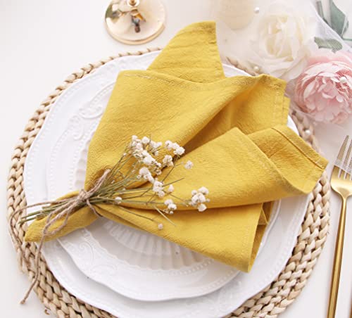 Mustard Yellow Cotton Dinner Napkins Set of 12, 16 x 16 Inch Cloth Napkins by JINVASE - Used condition - US$19.47