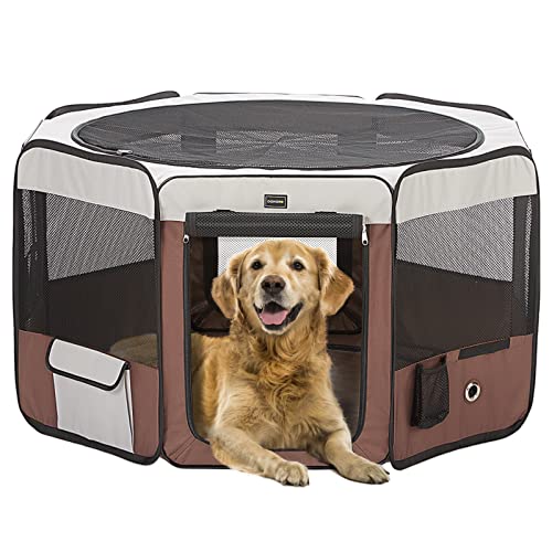 DONORO Dog Playpen 29" Portable Pet Play Pens for Small Dog/Cat/Rabbit/Chicks, Cat Playpen Indoor/Outdoor with Carring Case, Removable Zipper Top and Bottom - Image 5