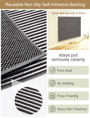 Indoor Door Mat 17"x30", Reusable Non-Slip Self-Adhesive Backing - image 3