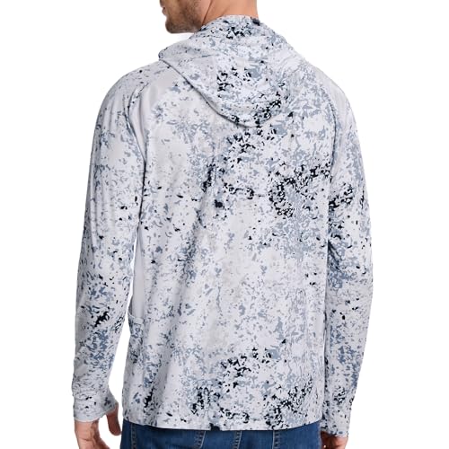 Image of Men's UPF 50+ Hoodie Shirt with Mask Long Sleeve Permanent UV Sun Protection Neck Gaiter Performance T for Outdoor