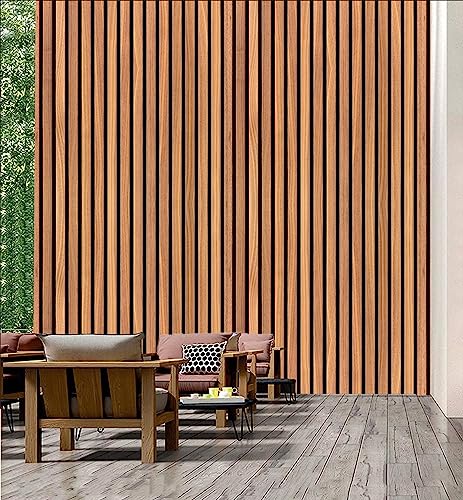 Image of CABANA HOMES Wall Stickers DIY Louvers Wallpaper for Walls (45 x 125 cm, 1 Roll) (6 sq. ft) Decorative Self Adhesive Living Room Furniture Table Top Door Wardrobe Decals Home Decor, Wooden