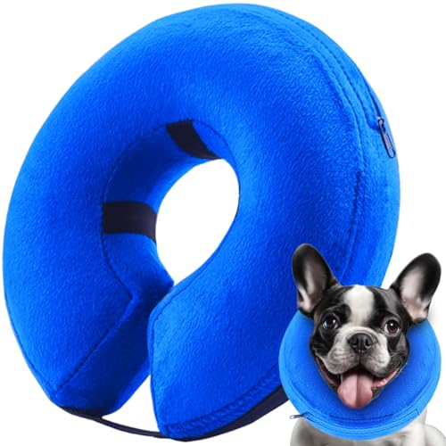 Image of Inflatable Dog Cone Collar, Soft Dog Cone Blow-up Protective Recovery Collar, Blue (L Size)