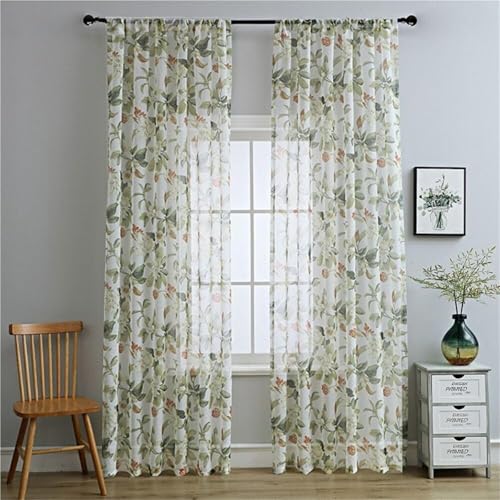 Juego De 2 Paneles Cortina Transparentes Encaje Floral Rústico Vintage, Con Bolsillo For Barra, Cortinas Filtrado Luz For Privacidad, Tratamientos Ventana, For Dormitorio, Sala Estar(100*130cm)