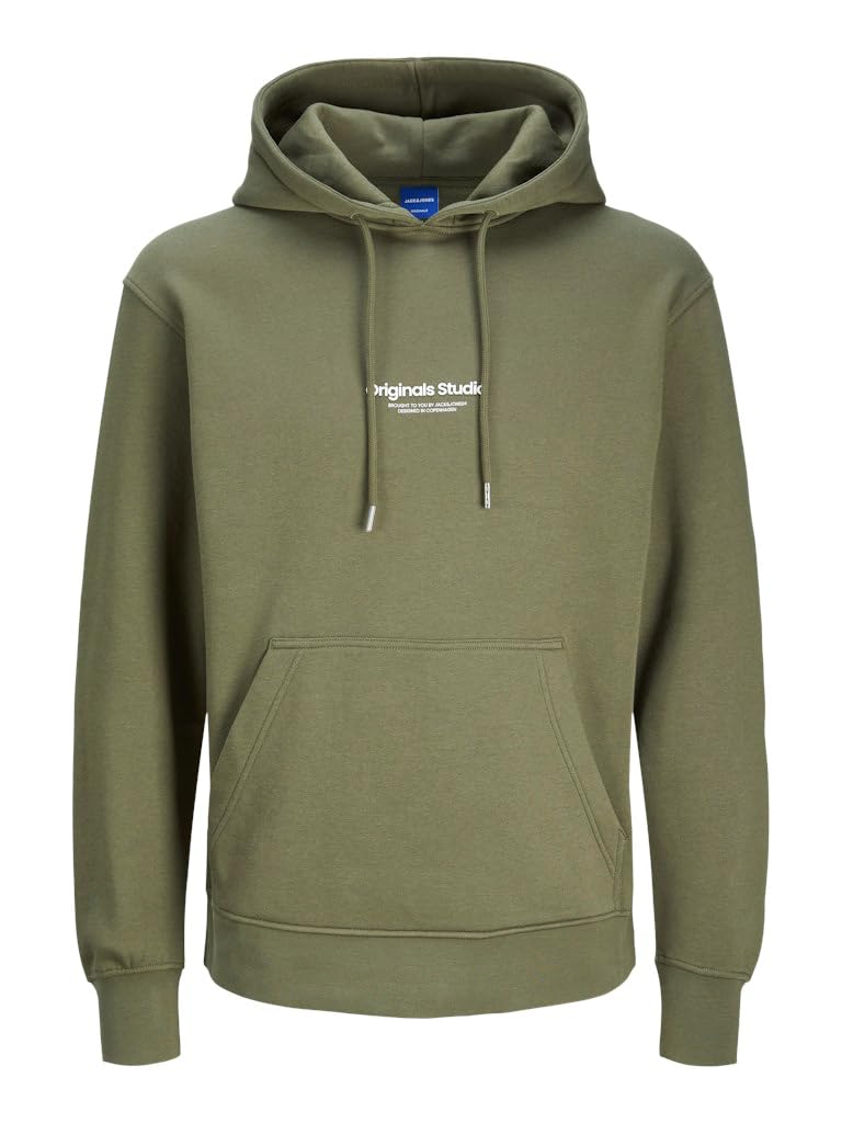 JACK & JONES Male Hoodie Printed Hoodie, Dusty Olive, M