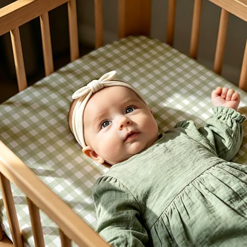 Image of Gllquen Baby Bedside Sleeper Bassinet Sheets 33x20 Inch 4 Pack Girl Boy | Soft OEKO-TEX Certified Bassinet Crib Sheet, Compatible with Baby Delight, Newton Rectangle Bassinet Mattress, Forest Tale