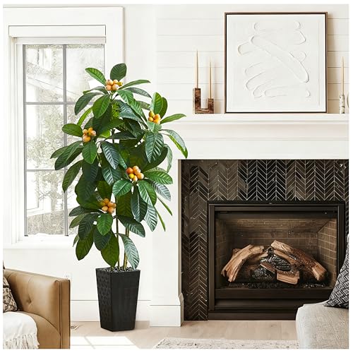 Artificial Loquat Tree, 5FT Japanese Artificial Tree with Fruit, ...