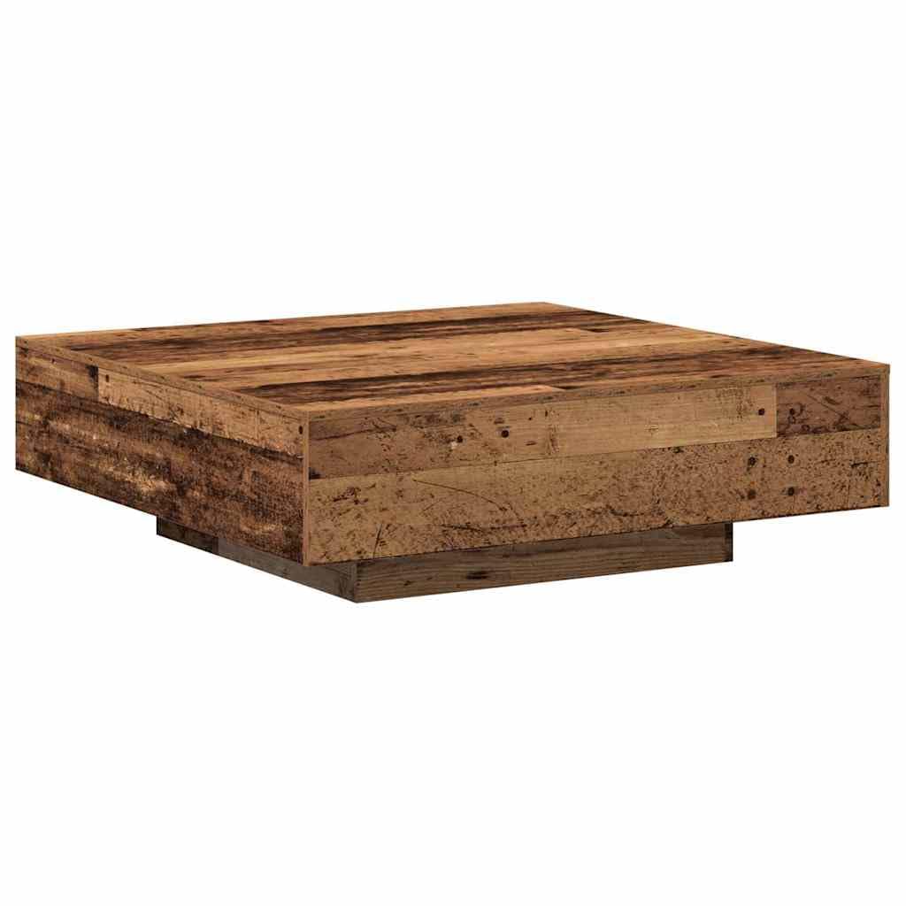 SXZenSpace Large Coffee Table 100 cm Square Old Wood Finish Engineered Modern Centre for Living Room, Holds 75 kg, Easy Assembly