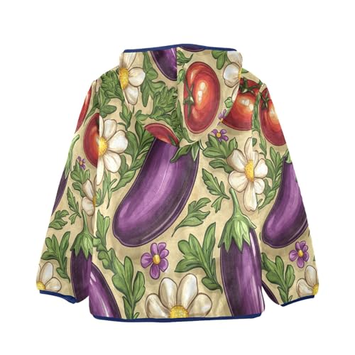 Vegetable Garden Floral Pattern Toddler Fleece Jacket Girl Boys Hooded Fleece Jacket Coat Warm Outwear Zip-up 3-10T2