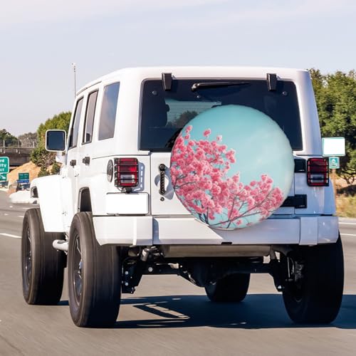 Image of Dujiea Beautiful Cherry Blossom Spare Tire Cover, Universal Wheel Tire Cover Waterproof Dust-Proof Tire Protectors for Trailer Rv SUV Truck Camper and Many Vehicle 14 15 16 17 Inch
