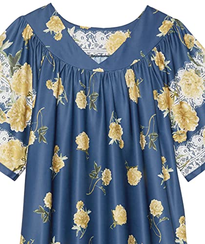 Image of AmeriMark Casual Women's Patio Muumuu House Dress Loose Comfortable Short Sleeve Sun Dress Lounger Gown Sleepwear for Ladies