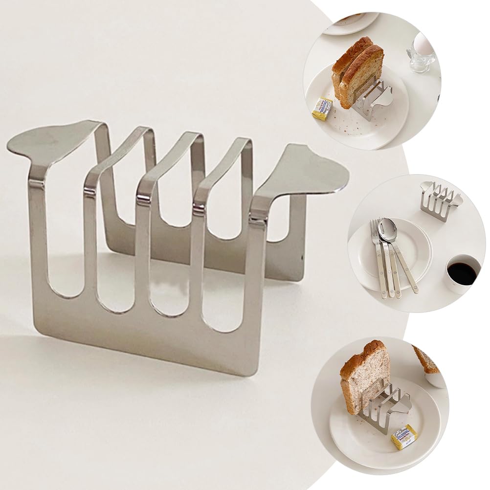 2PCS Porte-Toast à 84 Fentes Porte-toasts en Acier Inoxydable -s -Pain Argenté Accessoires pour Friteuse à Air Cuisine Support de Refroidissement