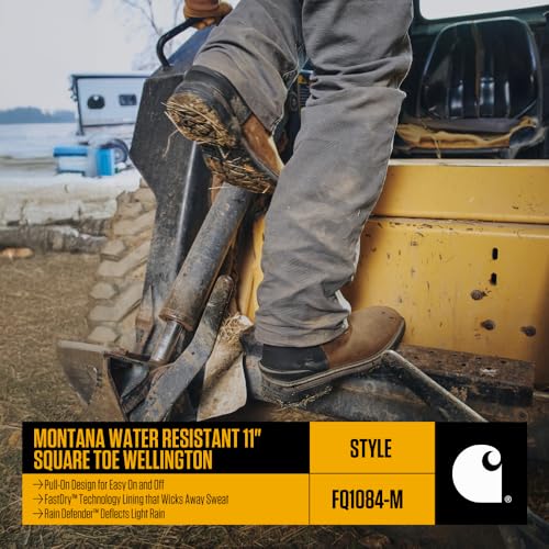 Image of Carhartt Men's Montana 11 inch Wellington Work Boots - Waterproof & Water-Resistant, Steel Toe & Soft Toe, Pull-On Square Toe
