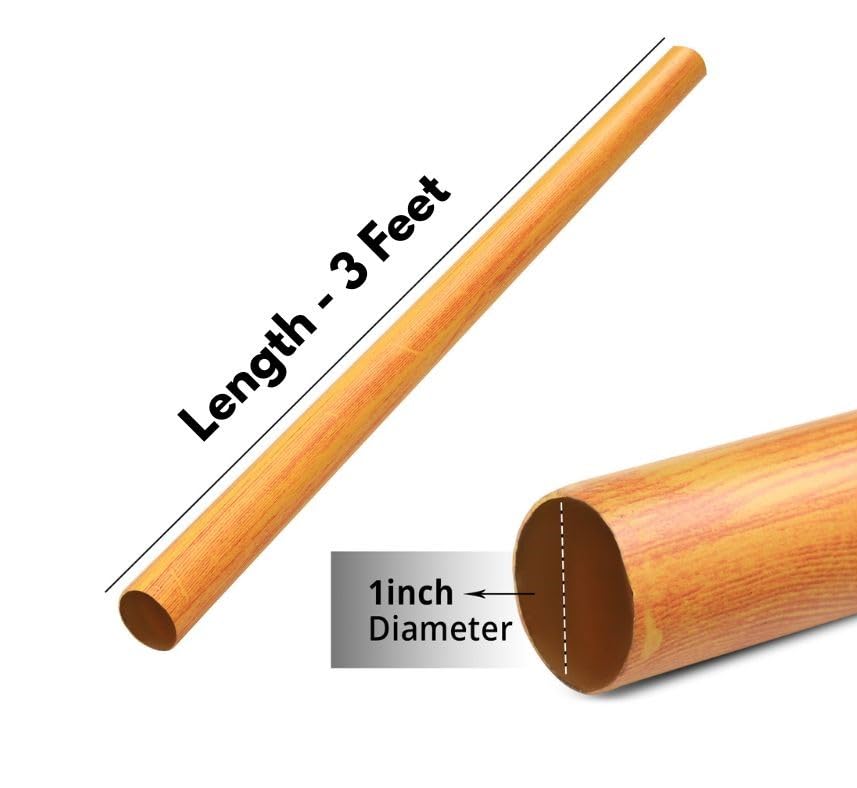 Image of FAPBADRI Curtain Rod /Pipe Heavy Quality Mild Steel for Home /office door, window, shower, 1 inch diameter (25mm), Color - Pine Wood, Length - 36 inches (3 feet), 1 Pipe