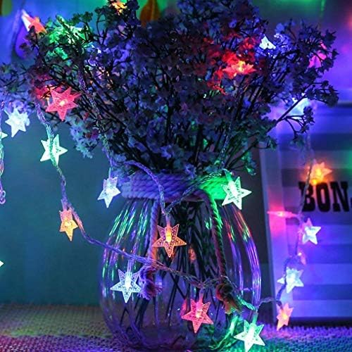 Star Fairy Lights, Biaoyu String Lights Multicoloured 50 LED 5M Decorative Battery-Operated Lighting for Christmas Wedding Birthday Holiday Party Indoor& Outdoor (5M)