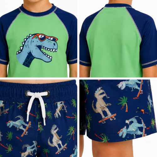 Image of iXtreme Boys Swim Set - 2 Piece Rash Guard Short Sleeve Swim Shirt and Boys Swim Trunks for Infants Toddlers & Big Boys