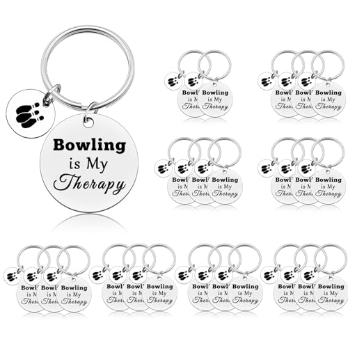 Vadaka 24 Pcs Bowling Themed Keychain Bowling Gift Keychain Bowling