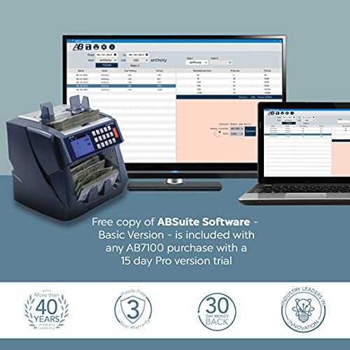 Accubanker Ab7100 Mixed Bill Value Counter - Bank Business Grade Mixed Denomination Cash Counting Machine W Counterfeit Detection Count Add & Recognize Fake Money Holds 500 Bills Count 1200 Bills/Min #TOP3