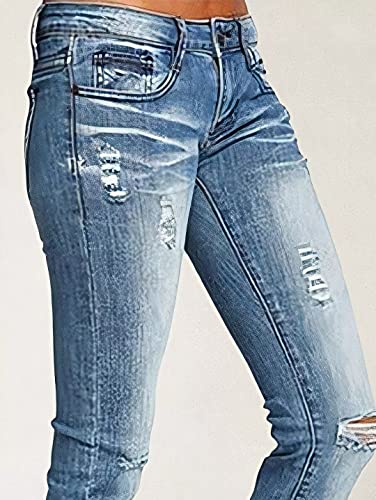 Flamingals Jeans For Women Ripped Wash Low Waist Jeans 2023 Trendy Mid Blue #TOP2