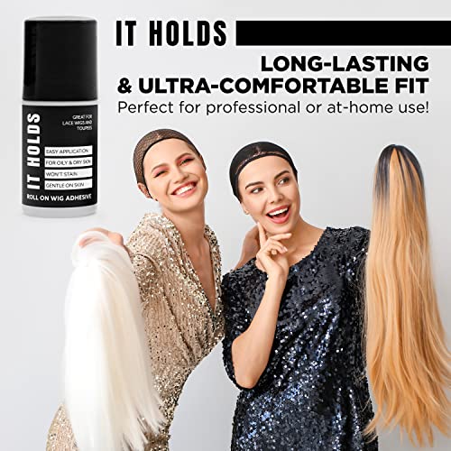 IT Holds Roll-On Wig Glue for Front Lace Wigs, Poly and Lace Hairpiece and Toupee Systems- Sweat-Resistant Hair Replacement Glue- Invisible Bolding for Oily and Dry Skin- Clear & Non-Toxic- 2.0 oz. - Thumbnail 4