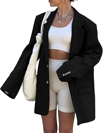 Grlasen Women Oversized Blazers Long Sleeve Casual Lapel Open Front Jacket | Elegant,Solid,Work Office,Dressy,Fall Winter Outerwear