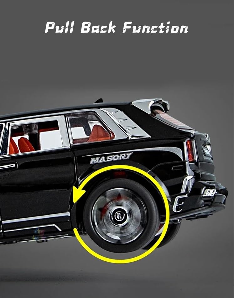 Image of Metal Pull Back Diecast Car Suv 1:24 Big Rolls Royce Cullinan Masory Pull Back Car Model With Sound Light Boys Gifts Toys For Kids?Pack Of 1?, Multicolor
