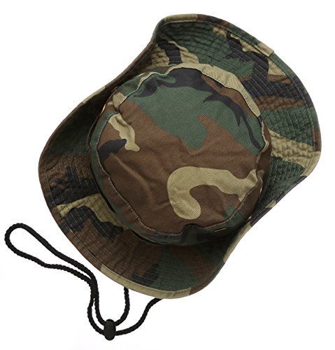 Summer Outdoor Boonie Hunting Fishing Safari Bucket Sun Hat With Adjustable Strap(Woodland,Sm) #TOP3