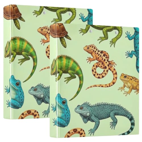 Classeur imprimé à trois anneaux format A4 lézard mignon vert